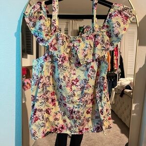 Floral Off-Shoulder Ruffle Top